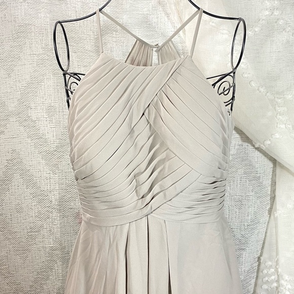 Azazie Adriana chiffon dolphin grey open back dress size a8 - Picture 4 of 13